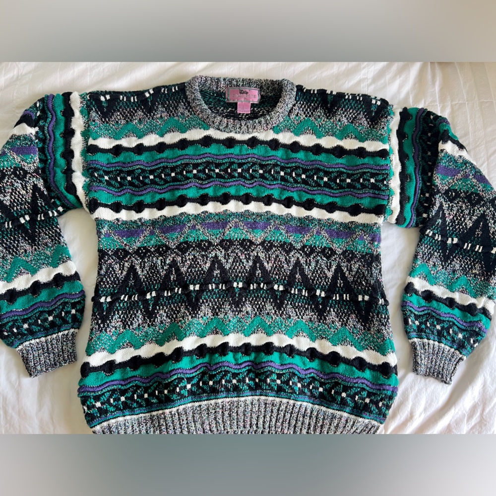 Vintage Patterned Crewneck Sweater - Multicolor